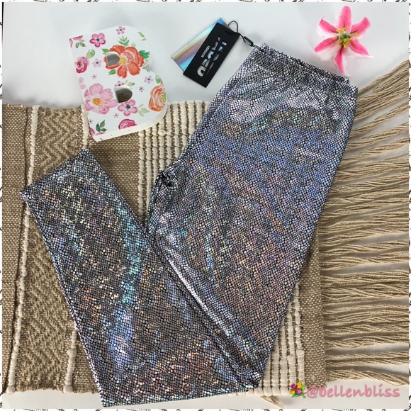 Metallic Foil Leggings Snakeskin Pattern,Sz S, M, - Picture 4 of 8